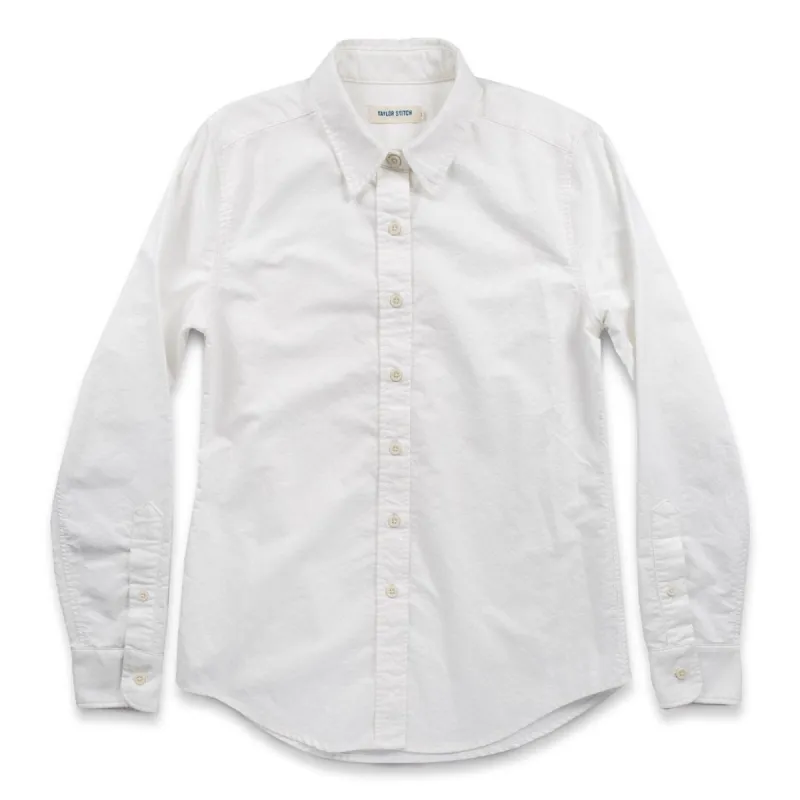 The Katherine in White Pinpoint Oxford sold by Taylor Stitch