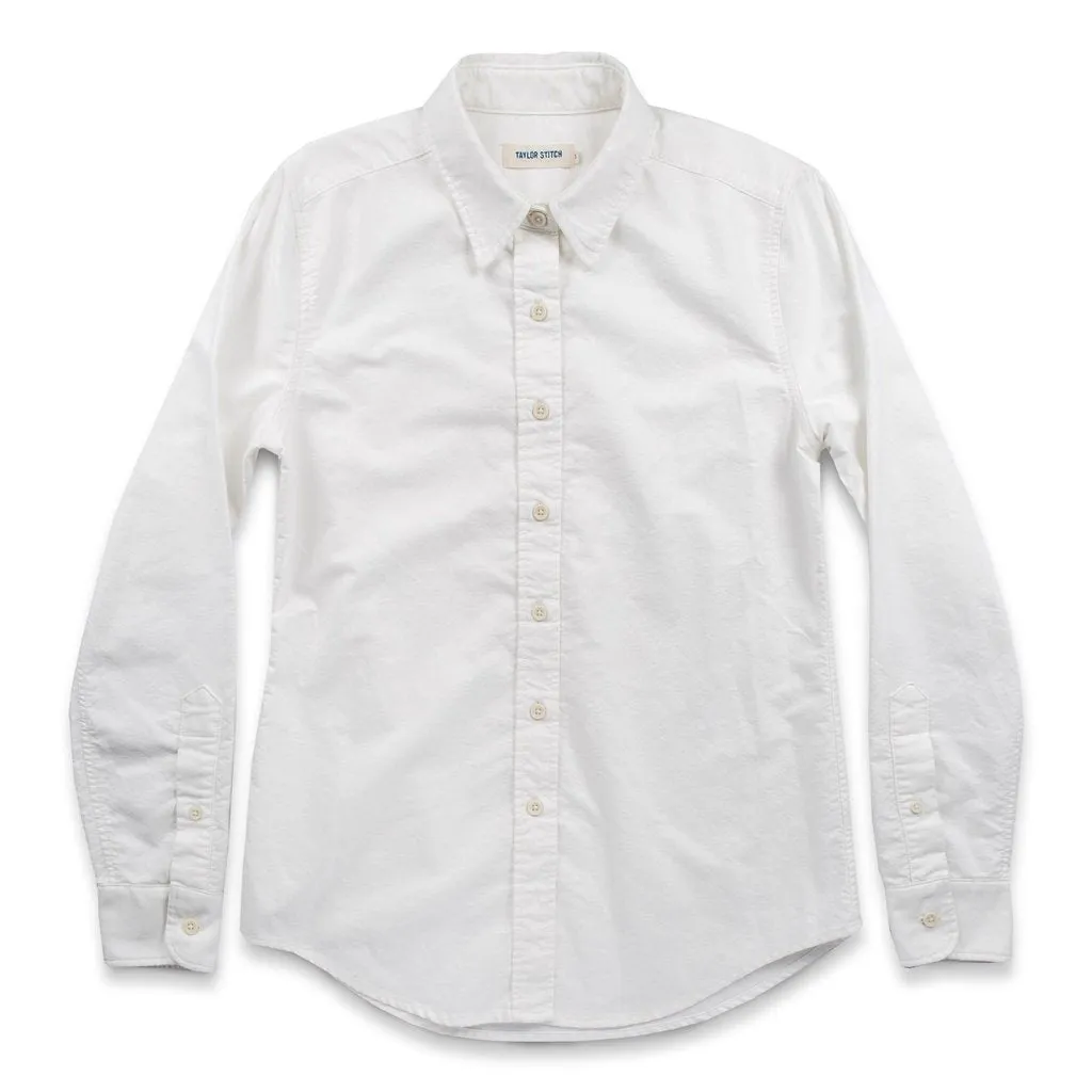 The Katherine in White Pinpoint Oxford sold by Taylor Stitch