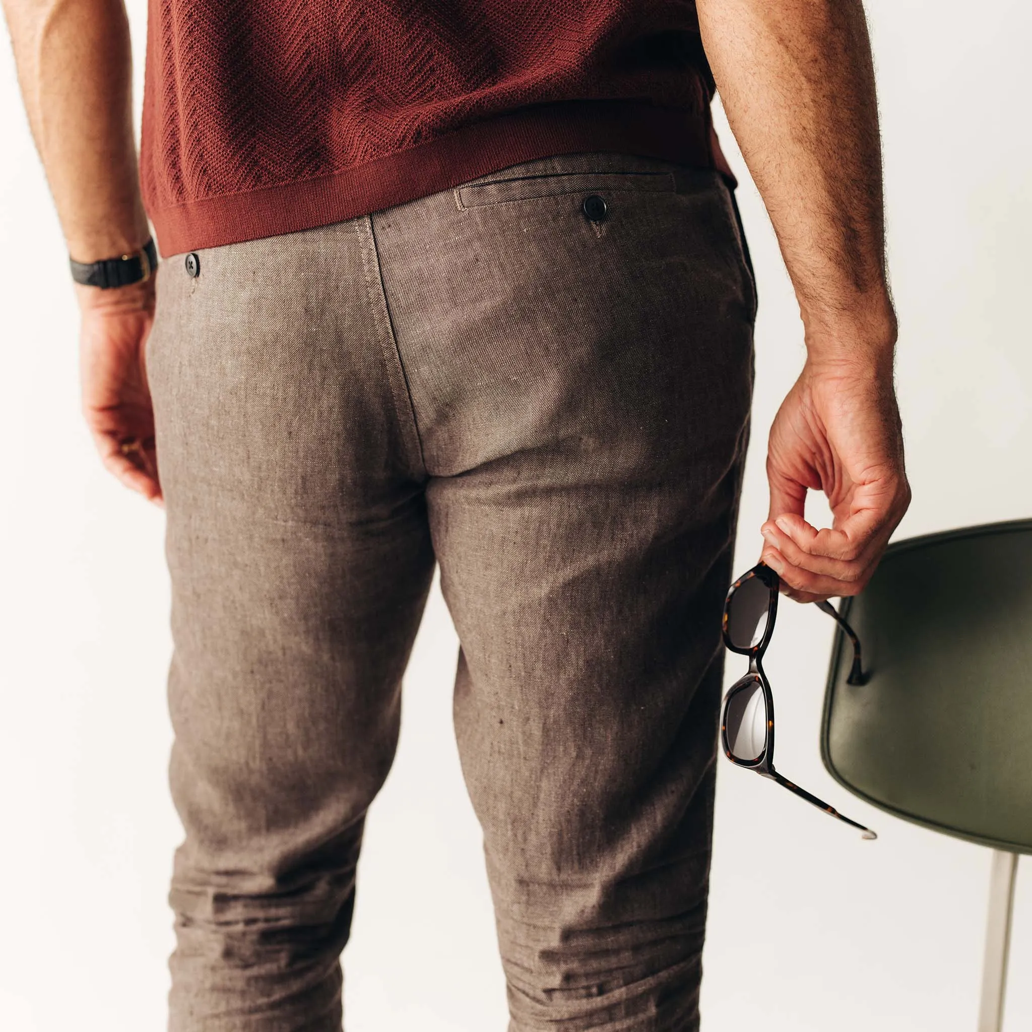 The Easy Pant in Cocoa Linen sold by Taylor Stitch product image thumbnail 4