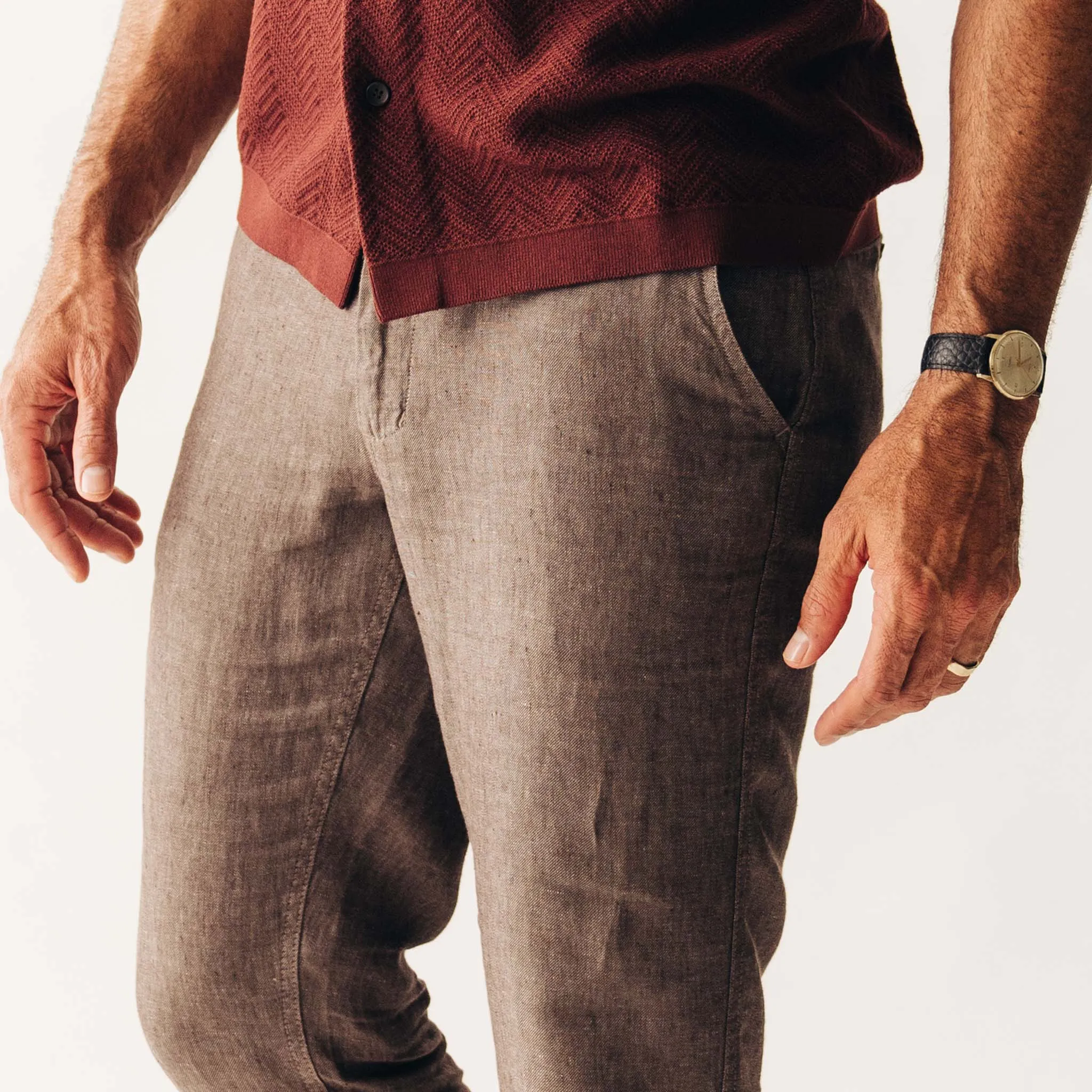 The Easy Pant in Cocoa Linen sold by Taylor Stitch product image thumbnail 3