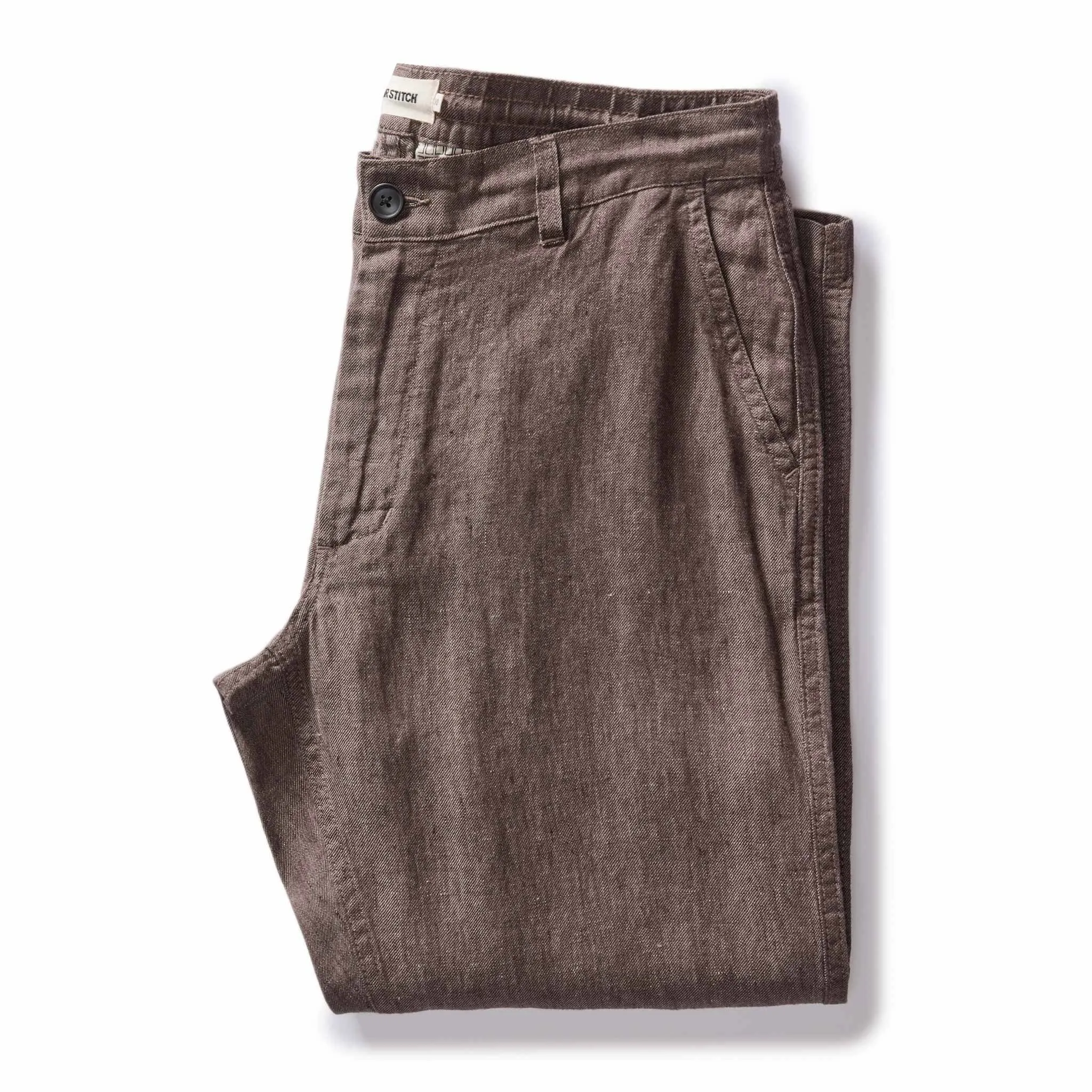 The Easy Pant in Cocoa Linen sold by Taylor Stitch