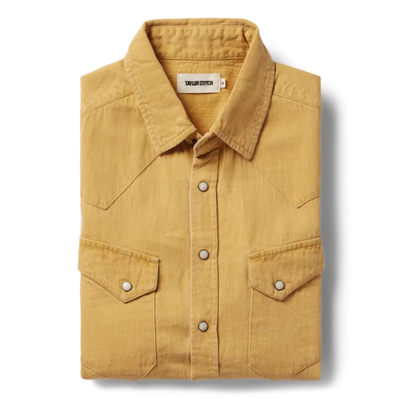 The Western Shirt in Wheat Selvage Denim sold by Taylor Stitch