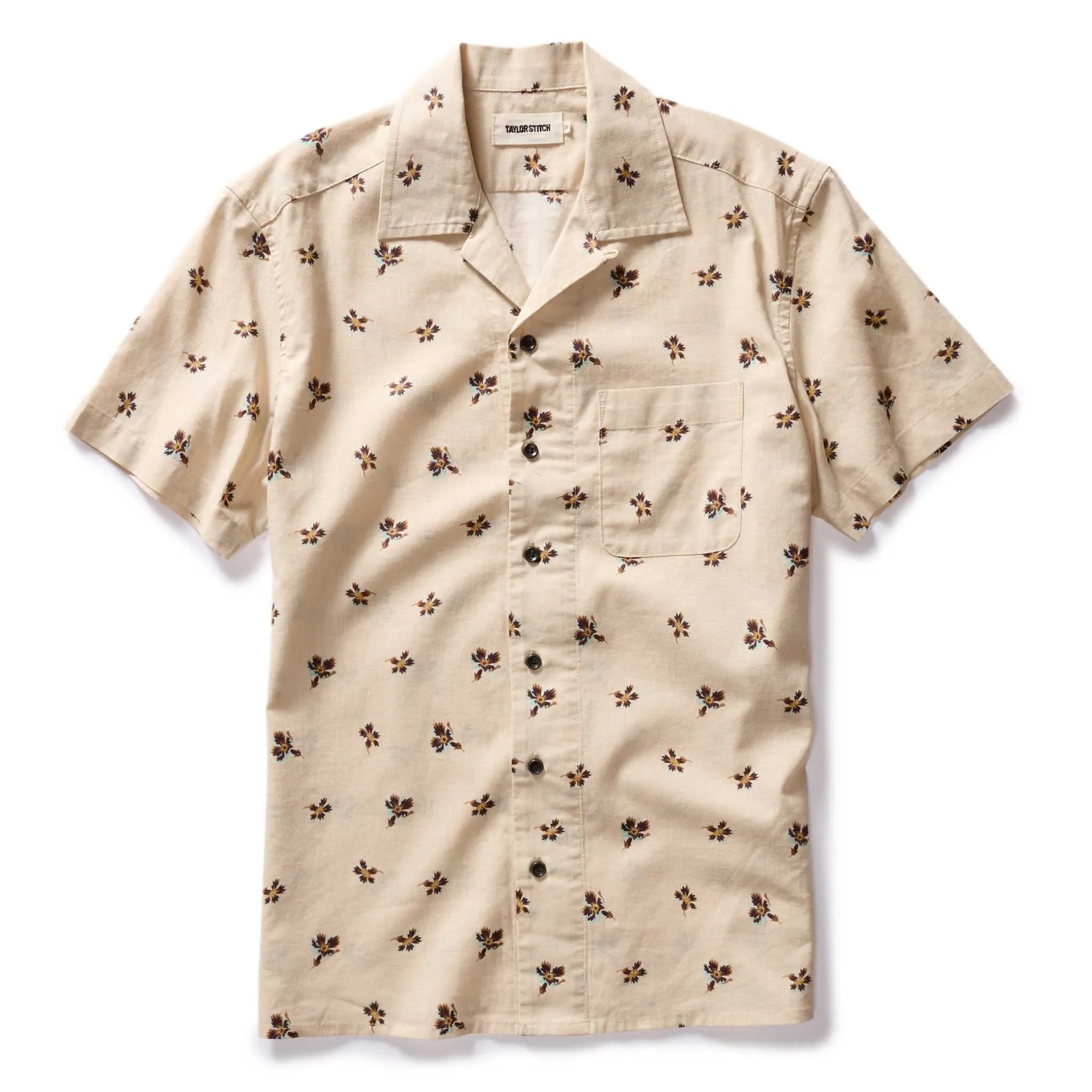 The Short Sleeve Hawthorne in Almond Floral sold by Taylor Stitch