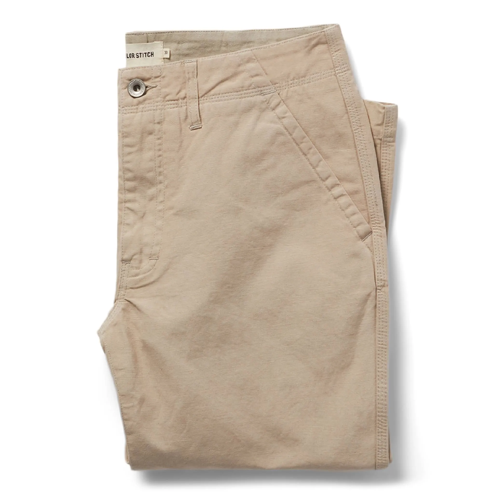 The Morse Pant in Sand Slub sold by Taylor Stitch