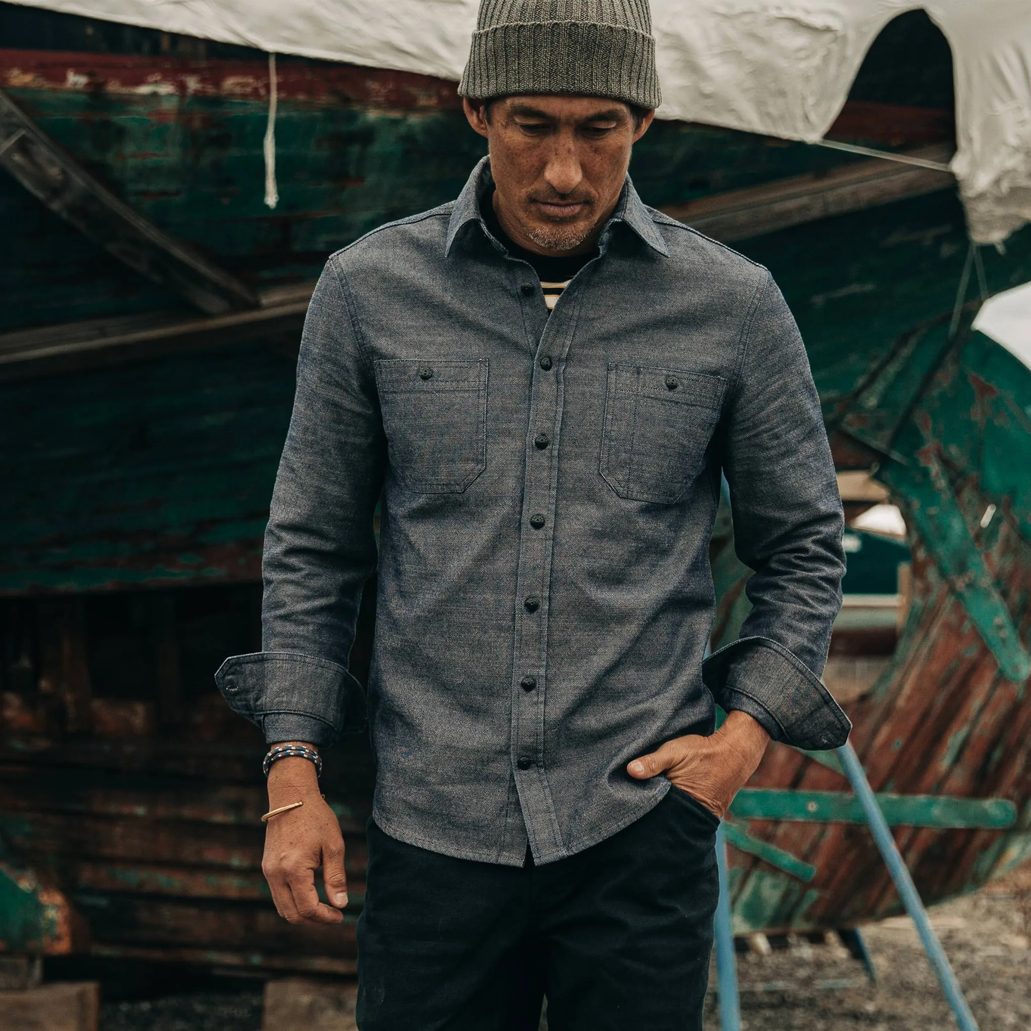 The Utility Shirt in Indigo Crosshatch sold by Taylor Stitch product image thumbnail 3