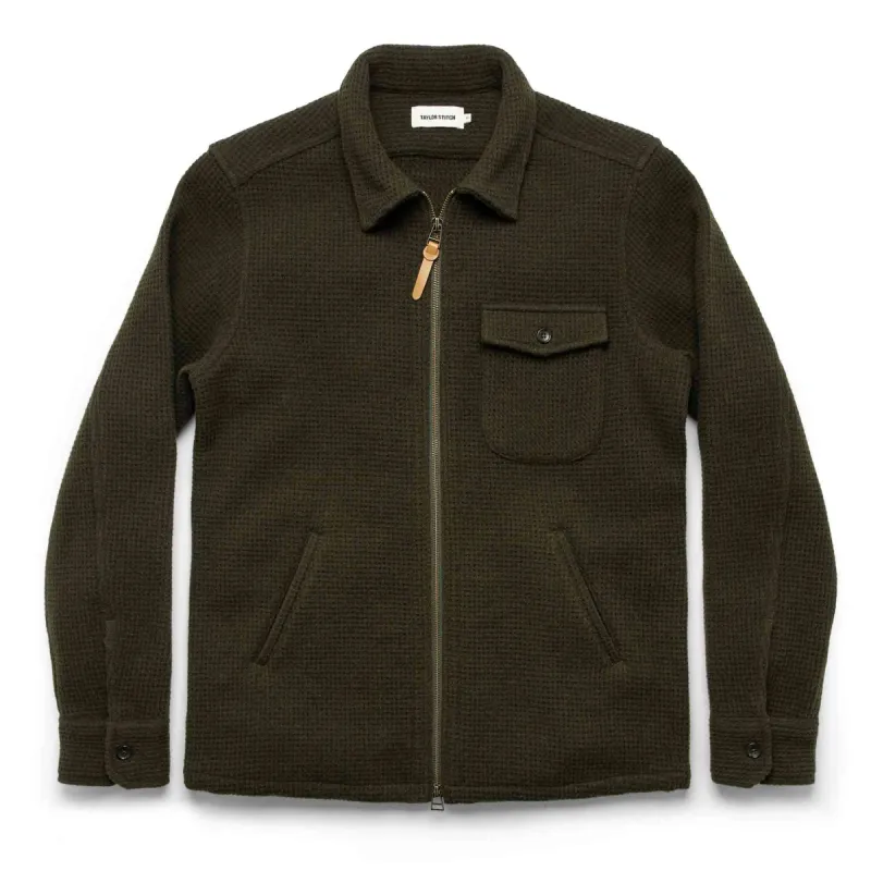 The Coit Jacket in Olive Waffle sold by Taylor Stitch