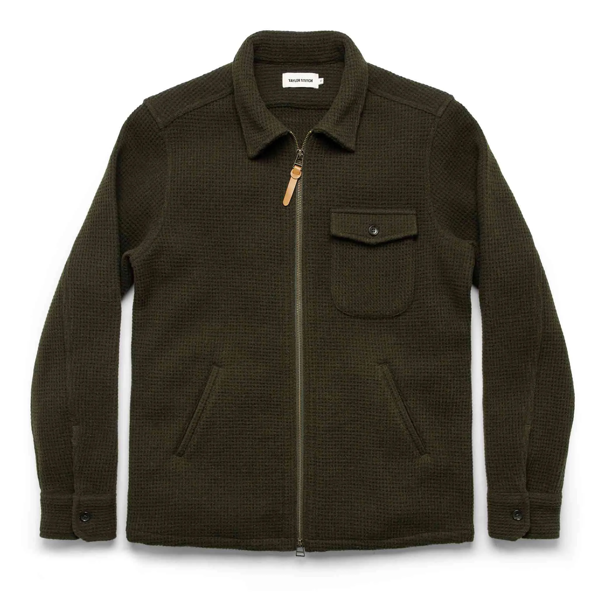 The Coit Jacket in Olive Waffle sold by Taylor Stitch