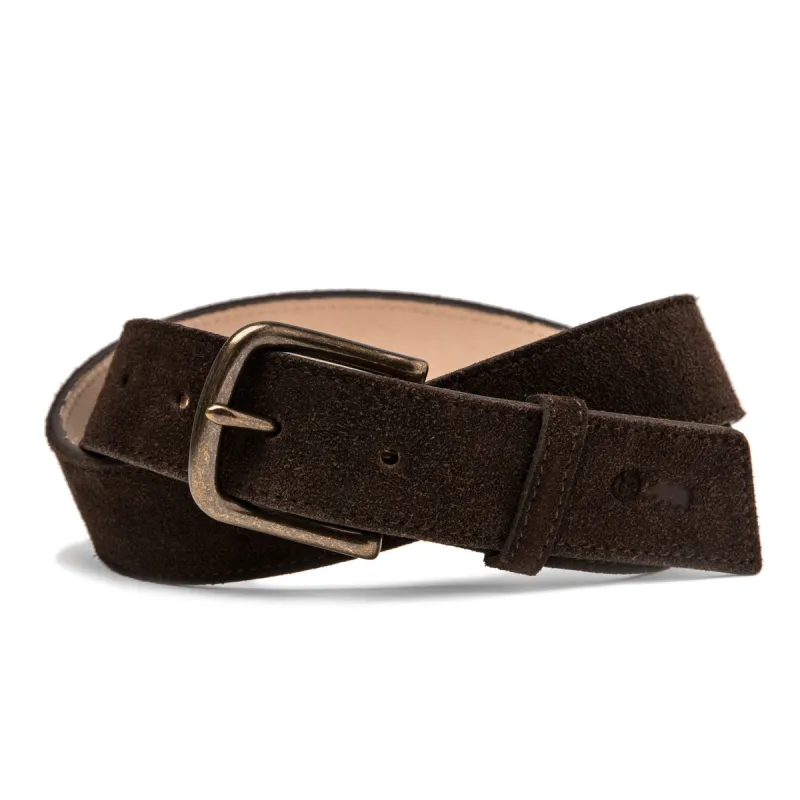 The Stitched Belt in Weatherproof Chocolate Suede sold by Taylor Stitch