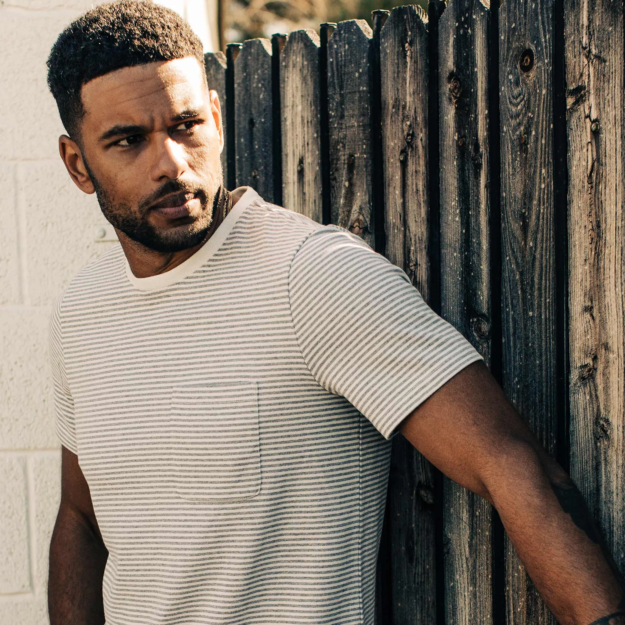 The Heavy Bag Tee in Ash Stripe sold by Taylor Stitch product image thumbnail 3