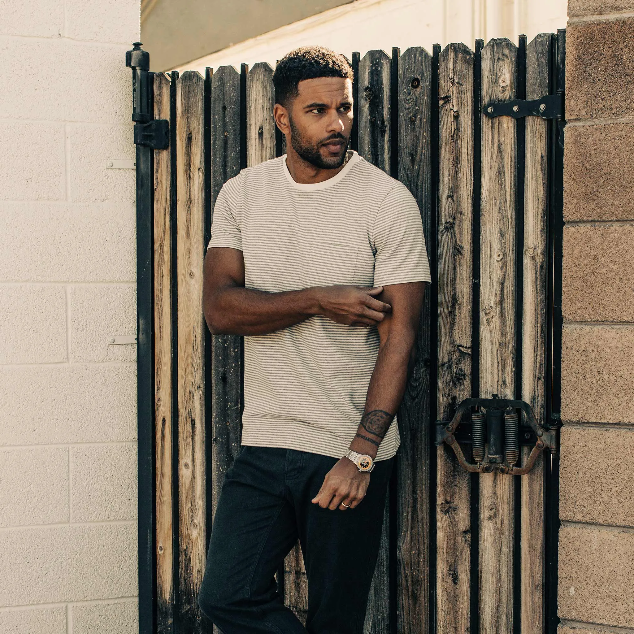 The Heavy Bag Tee in Ash Stripe sold by Taylor Stitch product image thumbnail 2