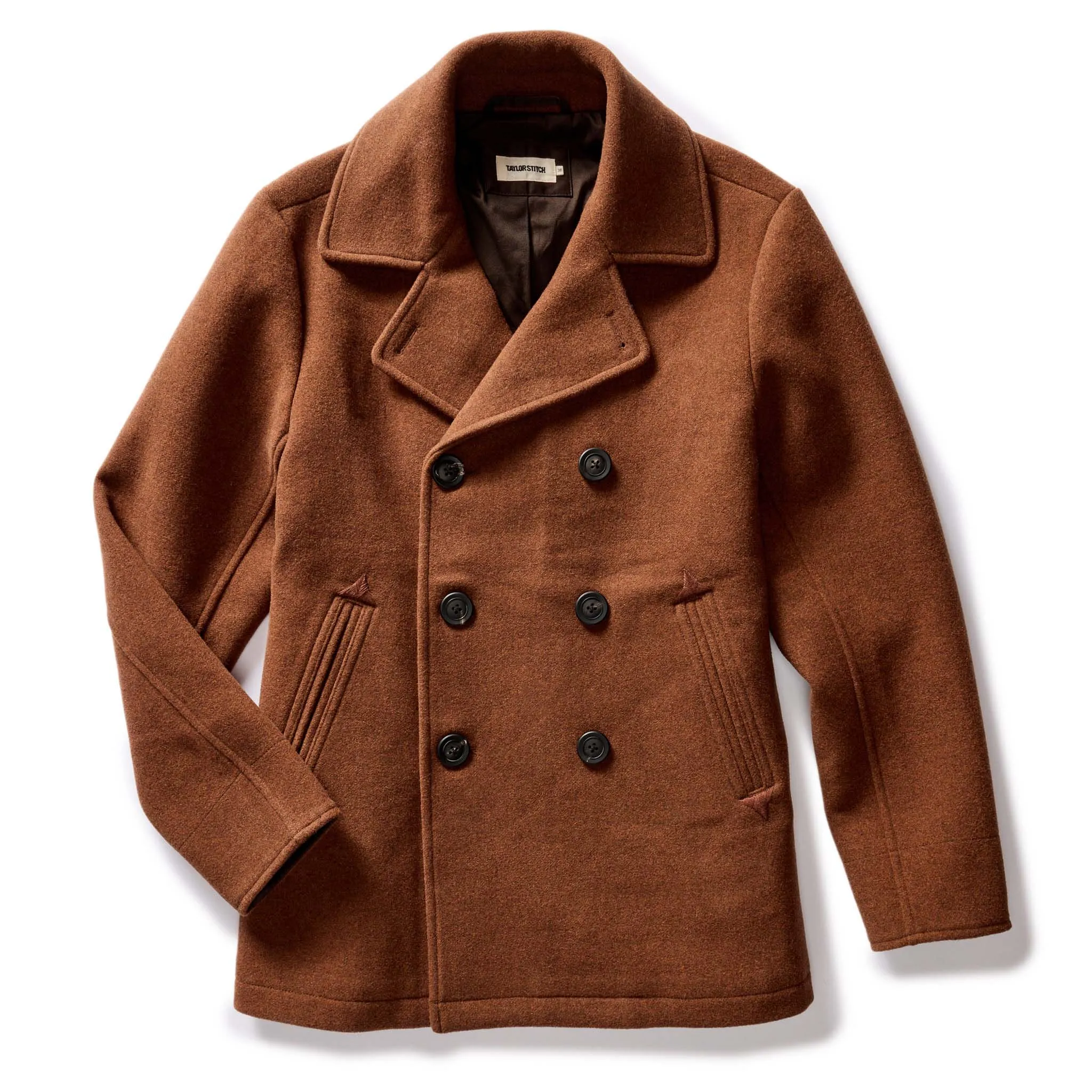 The Mariner Coat in Tarnished Copper Wool sold by Taylor Stitch