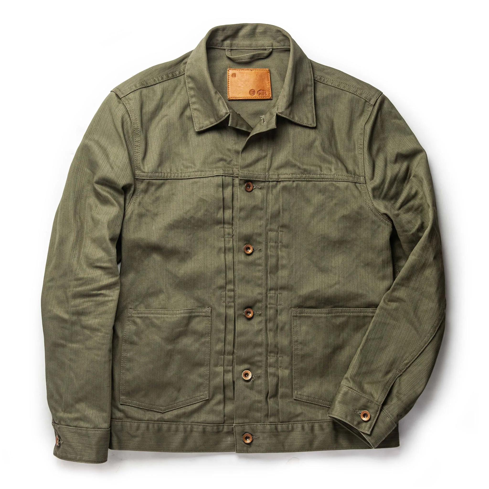 The Ryder Jacket in Yoshiwa Mills Olive sold by Taylor Stitch
