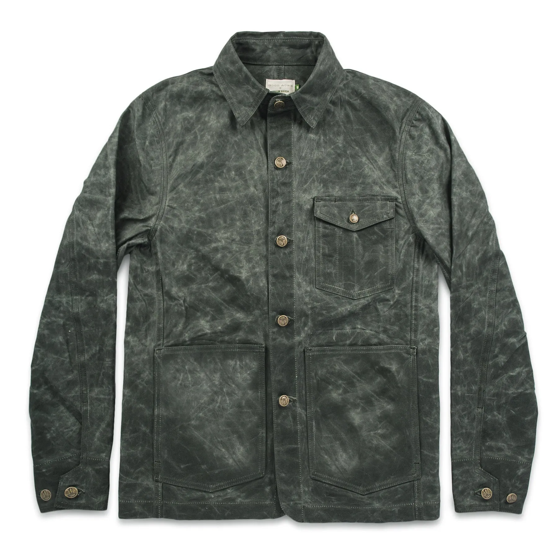 The Project Jacket in Olive Beeswaxed Canvas sold by Taylor Stitch