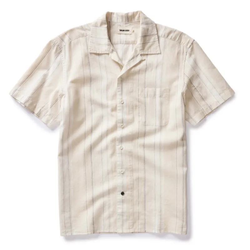 The Short Sleeve Hawthorne in Fog Stripe sold by Taylor Stitch