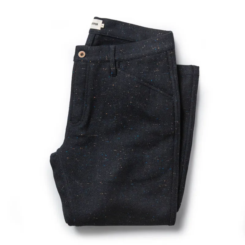 The Camp Pant in Navy Donegal Herringbone sold by Taylor Stitch
