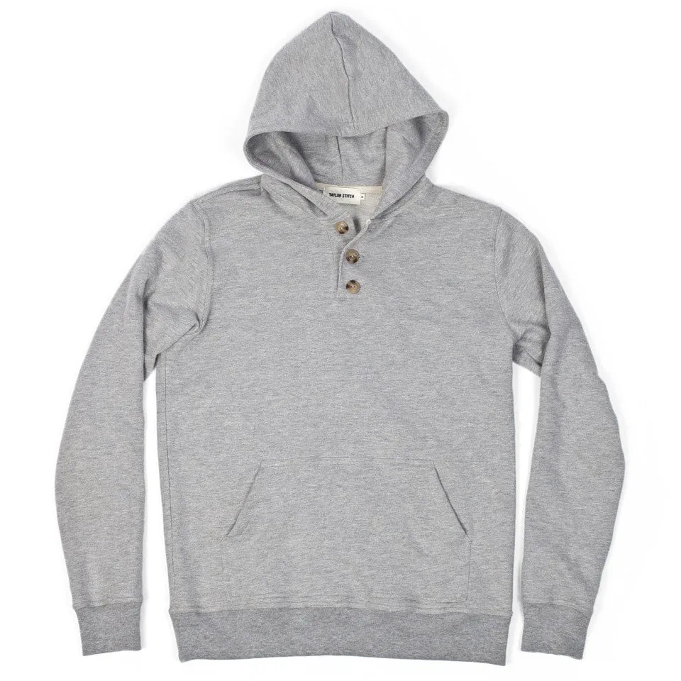 Heather Grey 3 Button Hooded Sweatshirt sold by Taylor Stitch