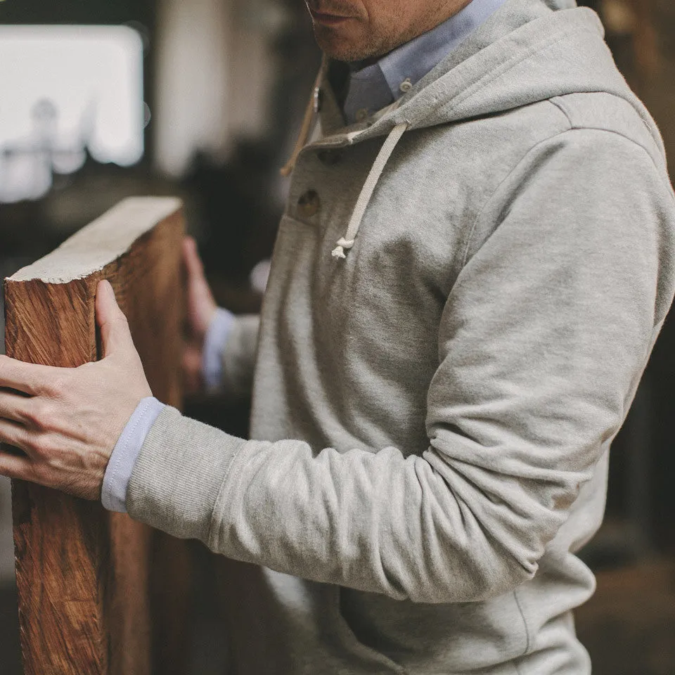 Heather Grey 3 Button Hooded Sweatshirt sold by Taylor Stitch product image thumbnail 5