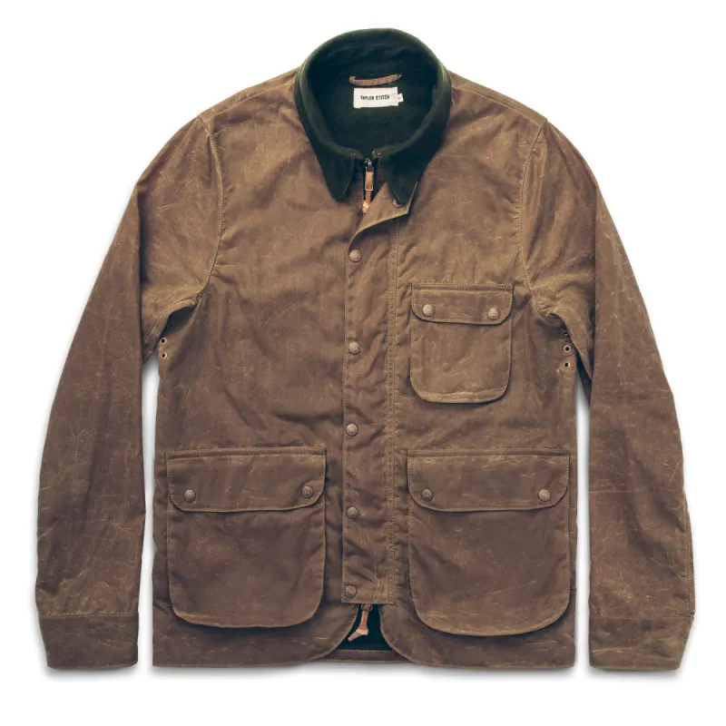The Rover Jacket in Field Tan Waxed Canvas sold by Taylor Stitch
