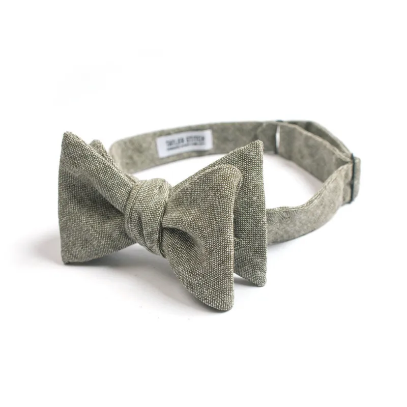 Olive Linen Chambray Bow Tie sold by Taylor Stitch