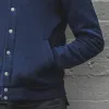 The Bomber in Indigo Fleece sold by Taylor Stitch