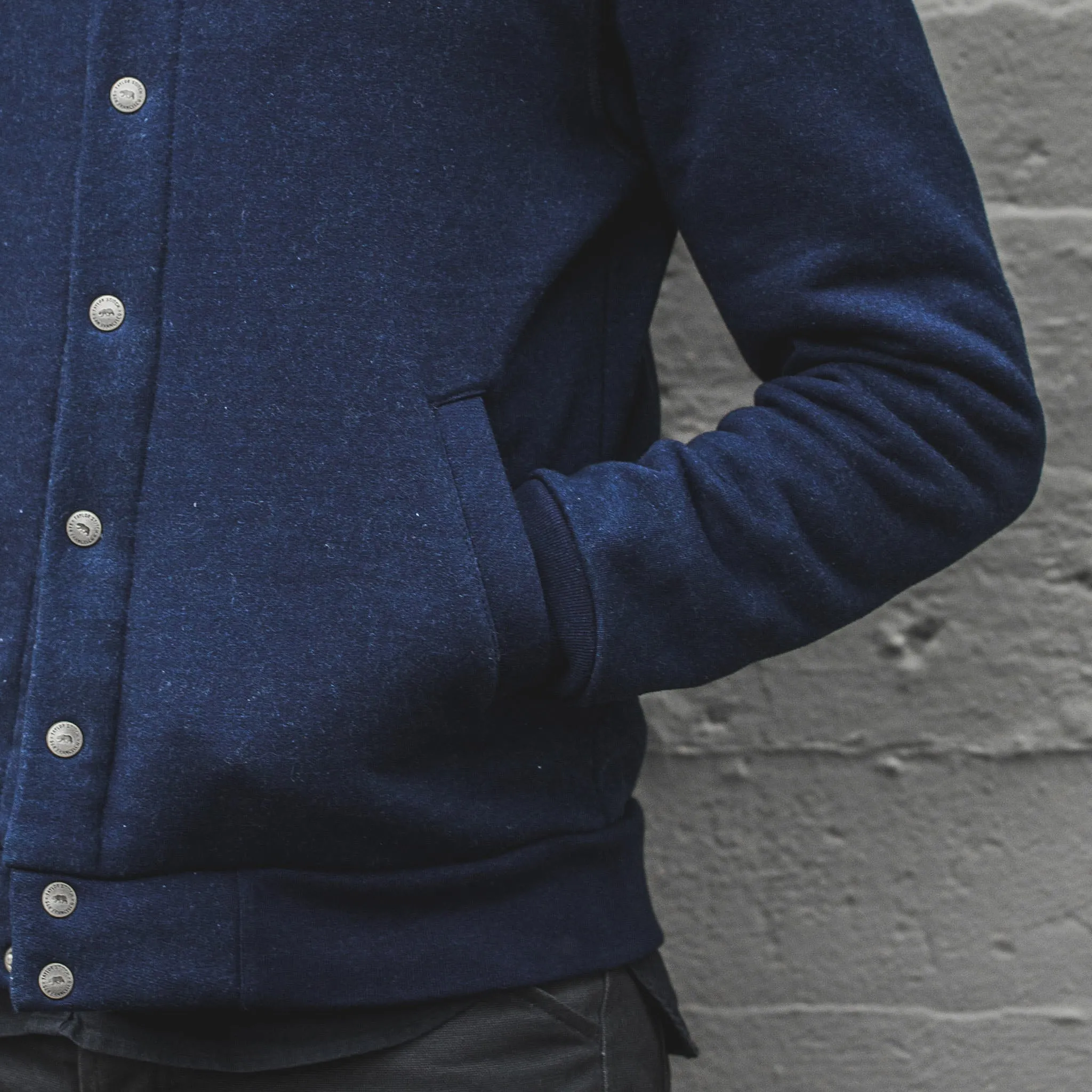 The Bomber in Indigo Fleece sold by Taylor Stitch product image thumbnail 4