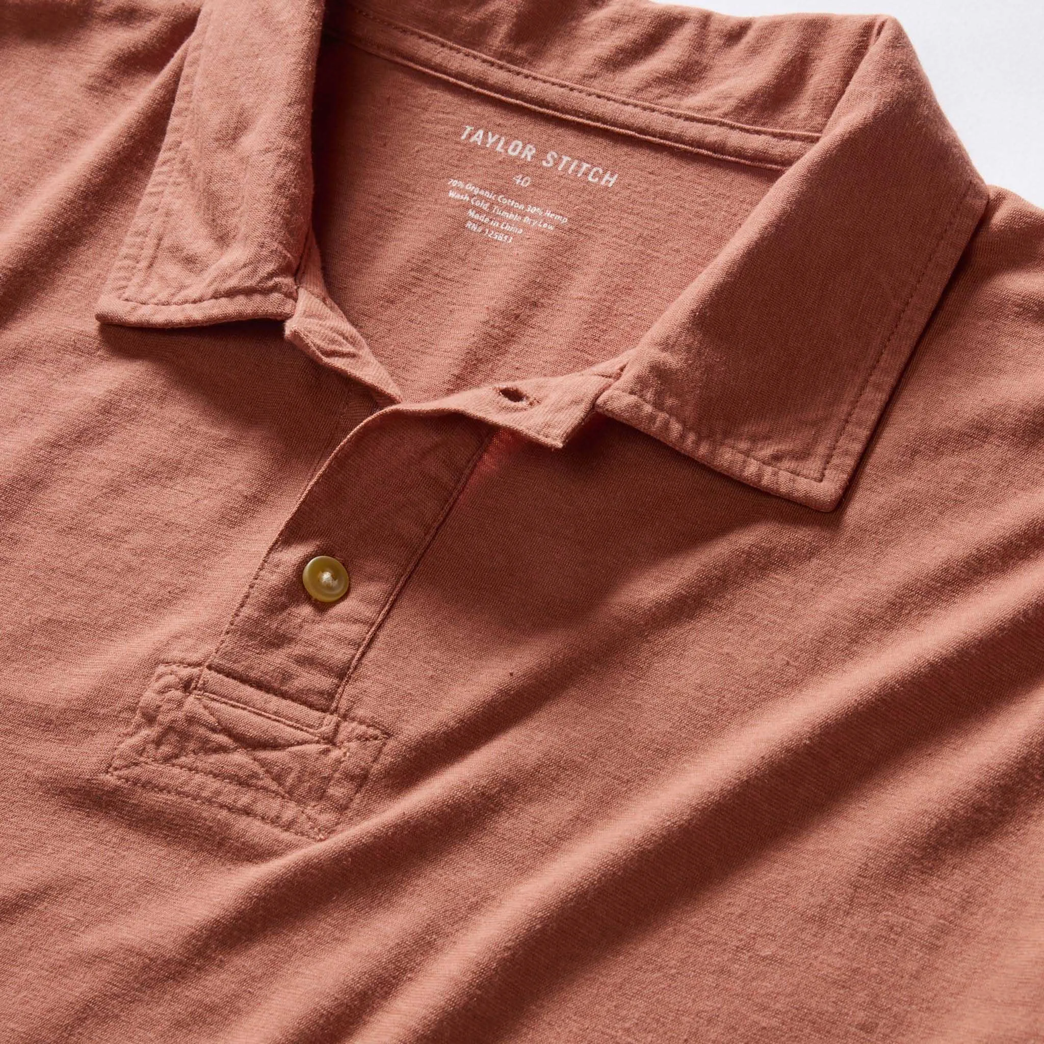 The Cotton Hemp Polo in Fired Clay sold by Taylor Stitch product image thumbnail 5