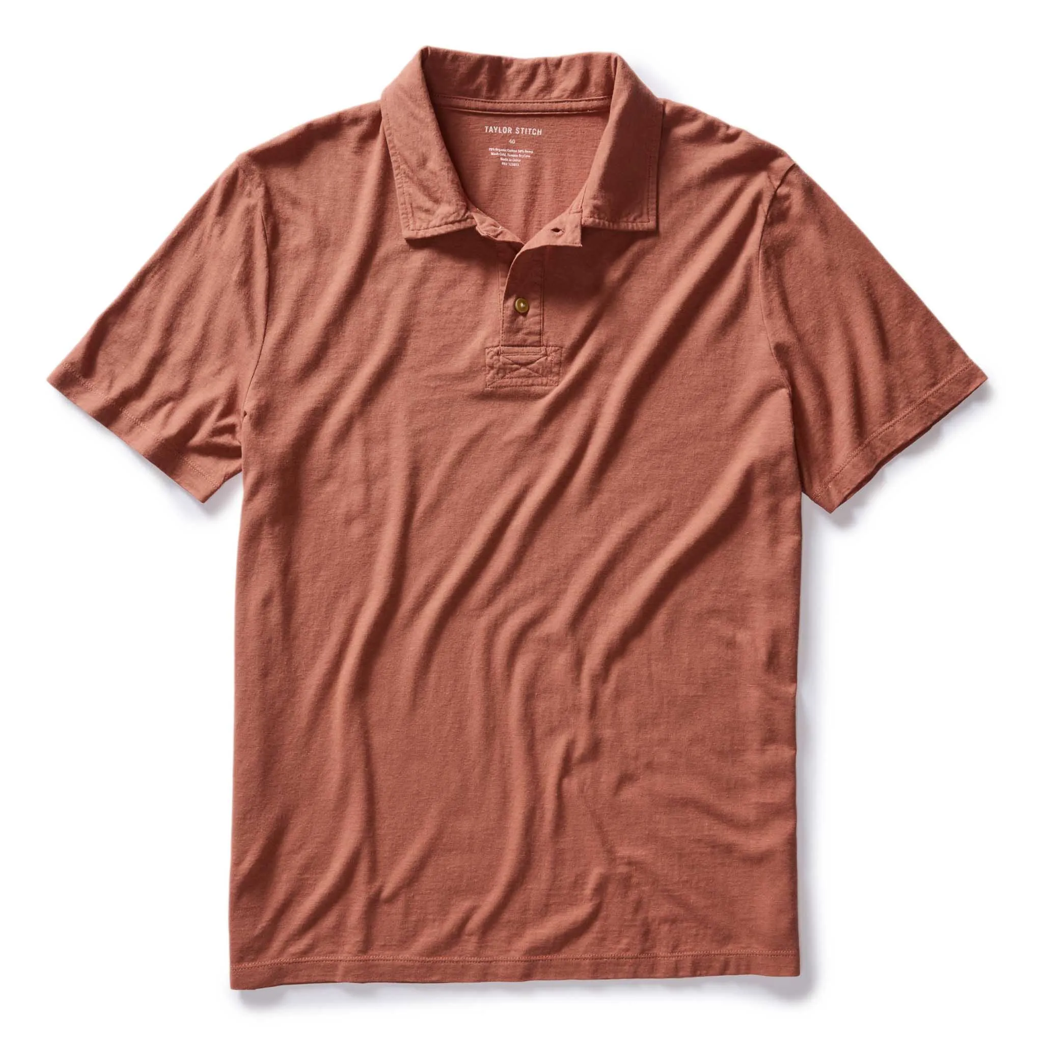 The Cotton Hemp Polo in Fired Clay sold by Taylor Stitch
