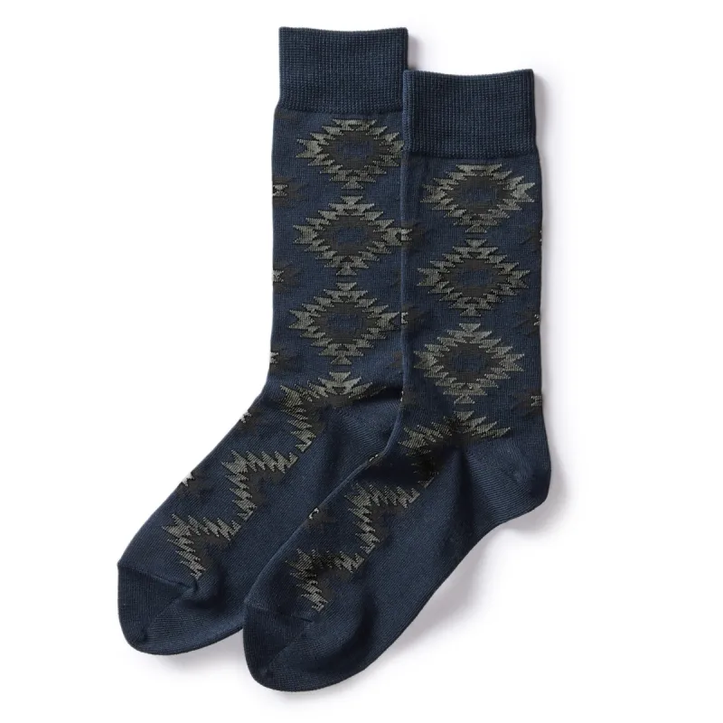 The Crew Sock in Navy Kilim made by Taylor Stitch