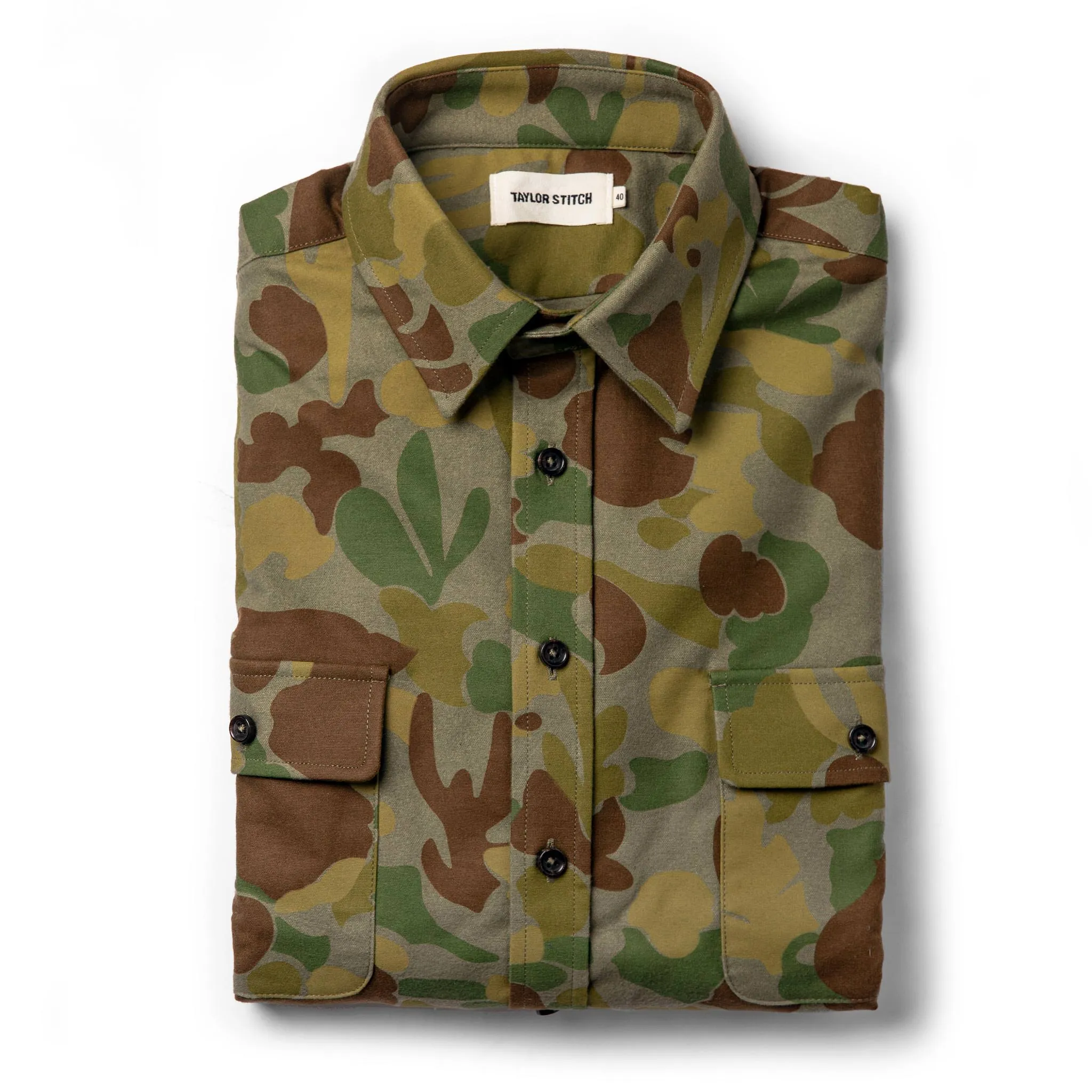 The Yosemite Shirt in Arid Camo sold by Taylor Stitch