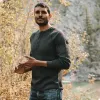 The Heavy Bag Waffle Henley in Coal sold by Taylor Stitch