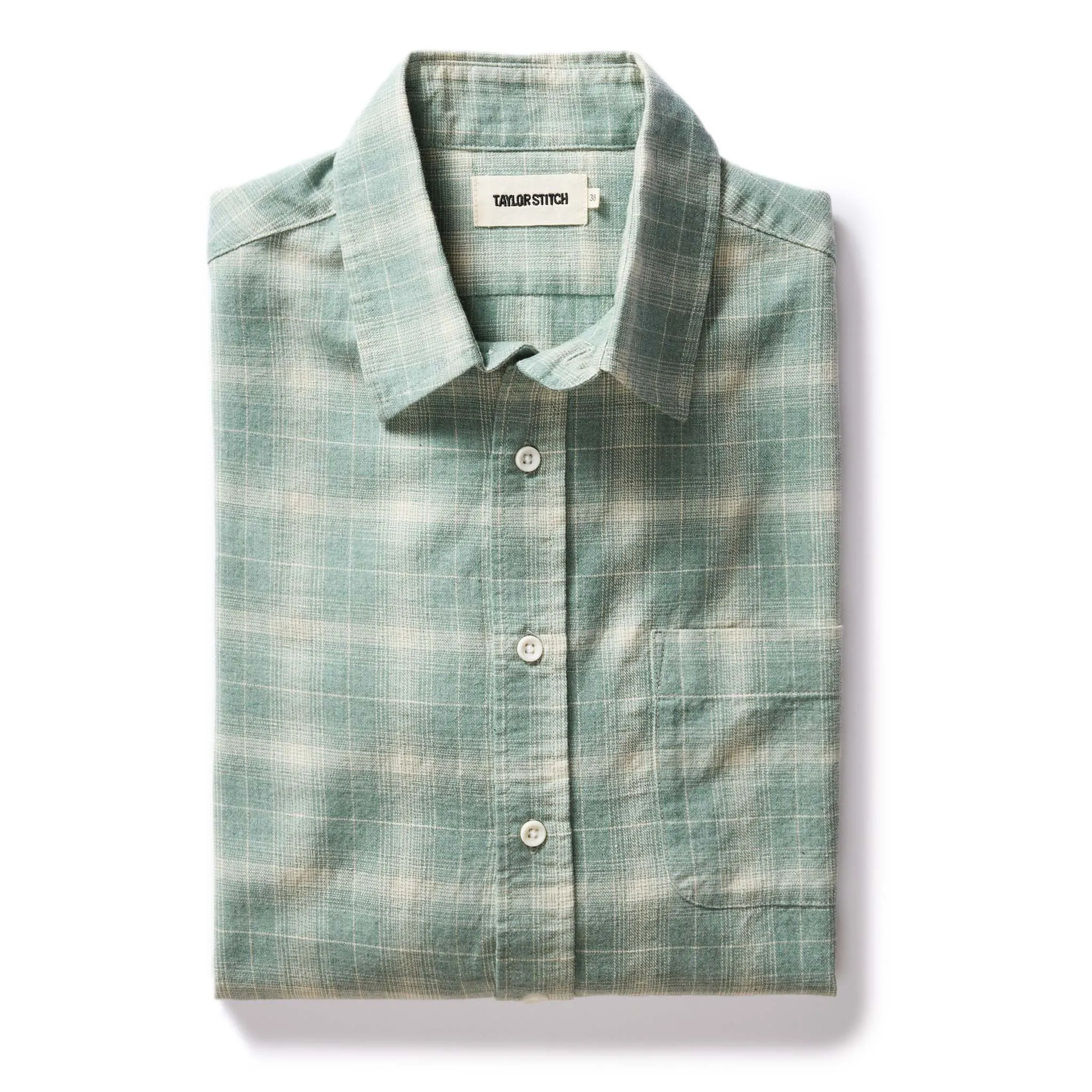 The California in Sea Moss Plaid sold by Taylor Stitch