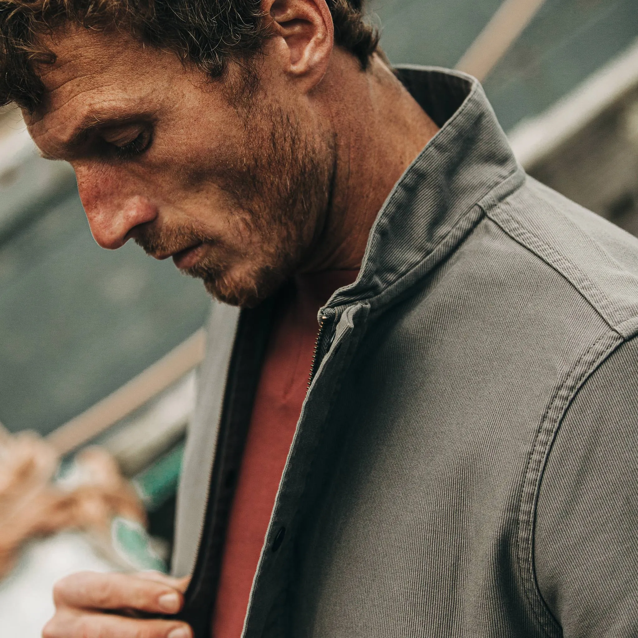 The Bomber Jacket in Charcoal Jungle Cloth sold by Taylor Stitch product image thumbnail 5