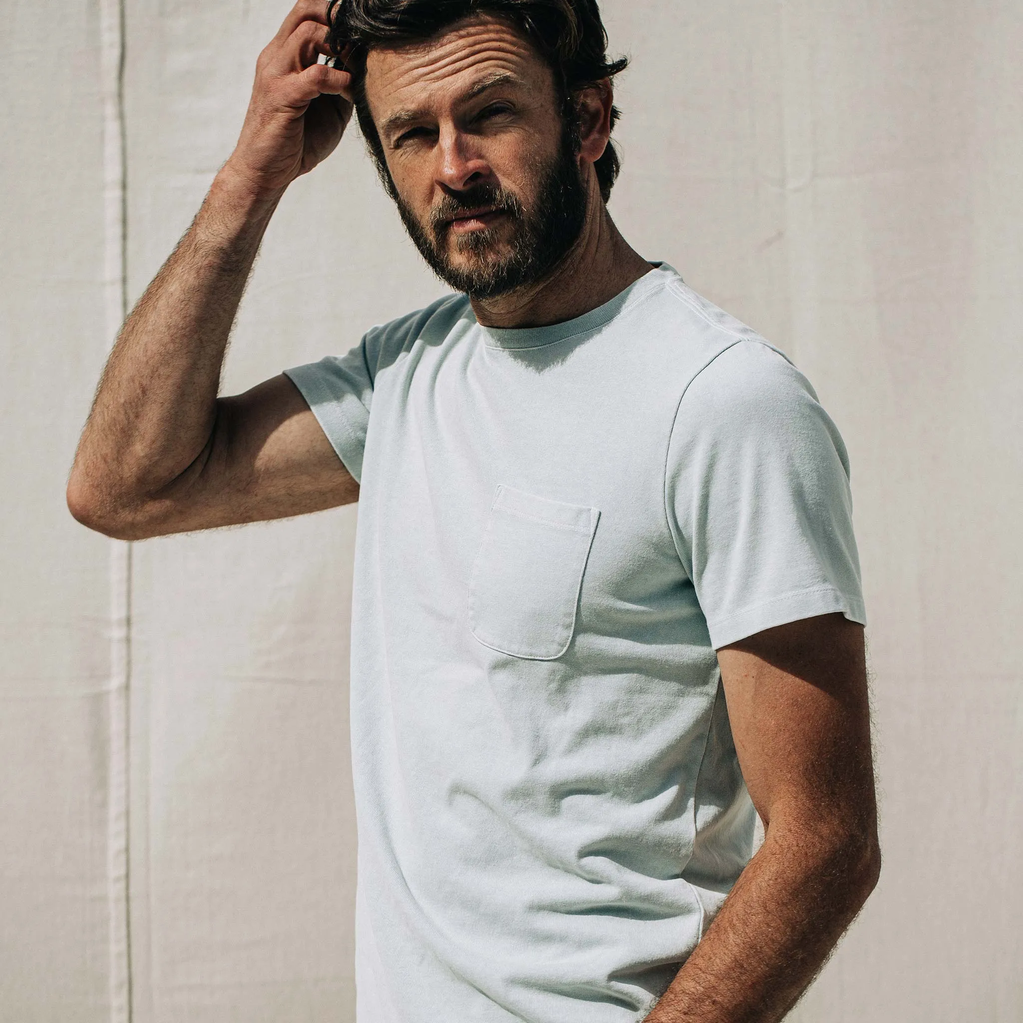 The Heavy Bag Tee in Dusty Sky sold by Taylor Stitch product image thumbnail 2