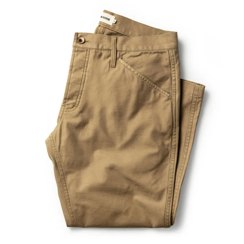 The Camp Pant in Khaki Reverse Sateen sold by Taylor Stitch