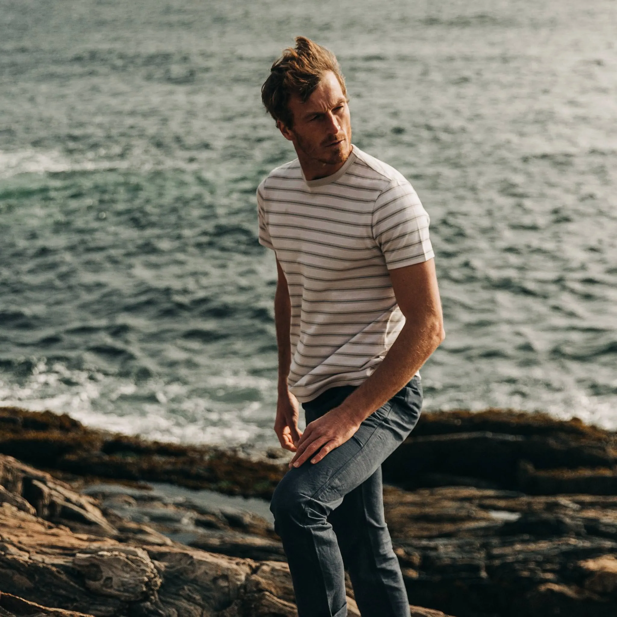 The Organic Cotton Tee in Graphite Stripe sold by Taylor Stitch product image thumbnail 2