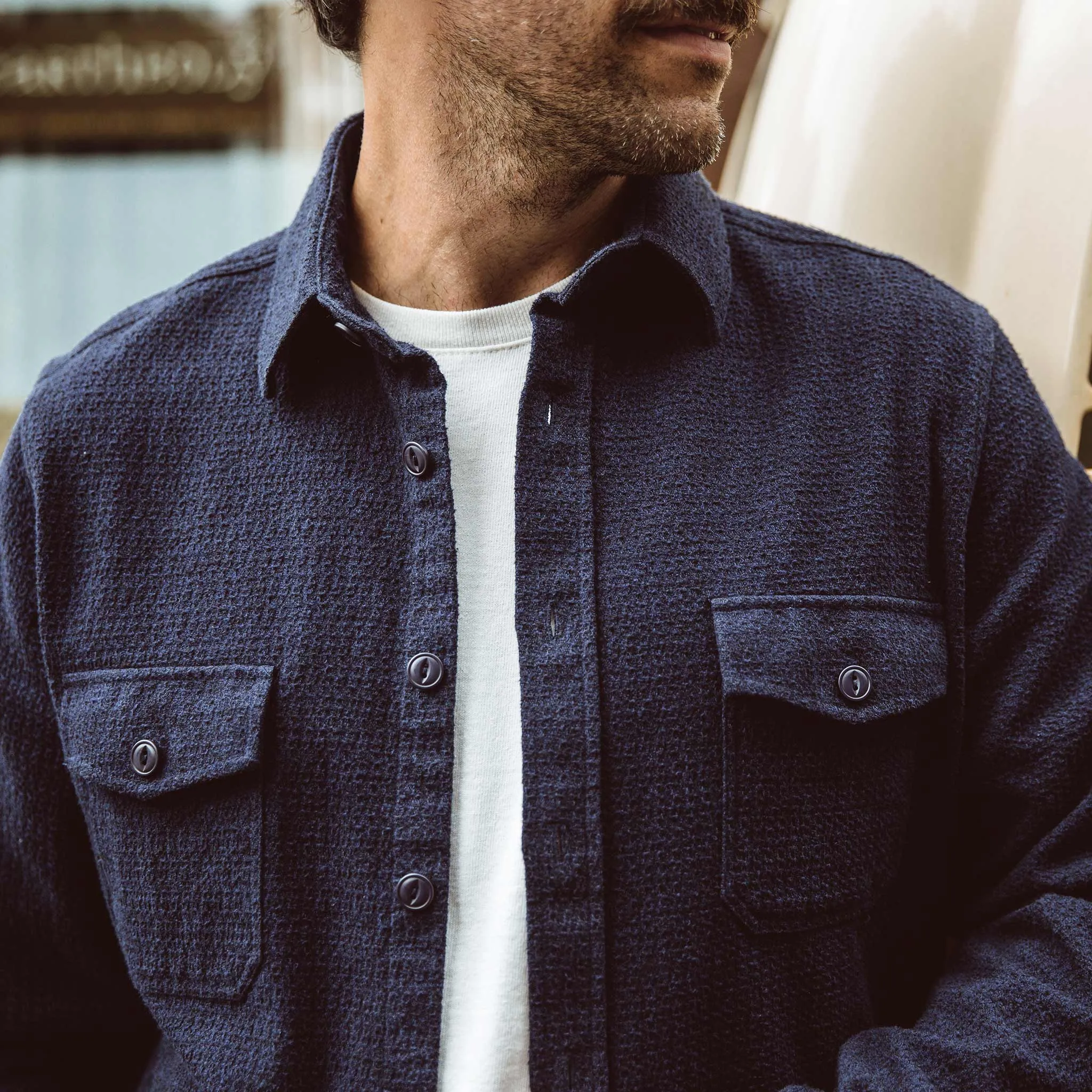The Utility Shirt in Navy Jacquard sold by Taylor Stitch product image thumbnail 3