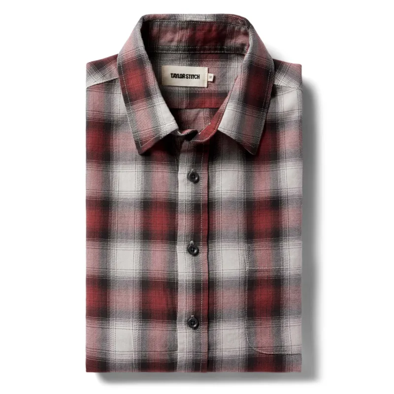 The California in Brick Plaid Ombre Twill sold by Taylor Stitch