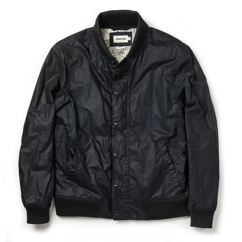 The Bomber Jacket in Waxed Navy sold by Taylor Stitch