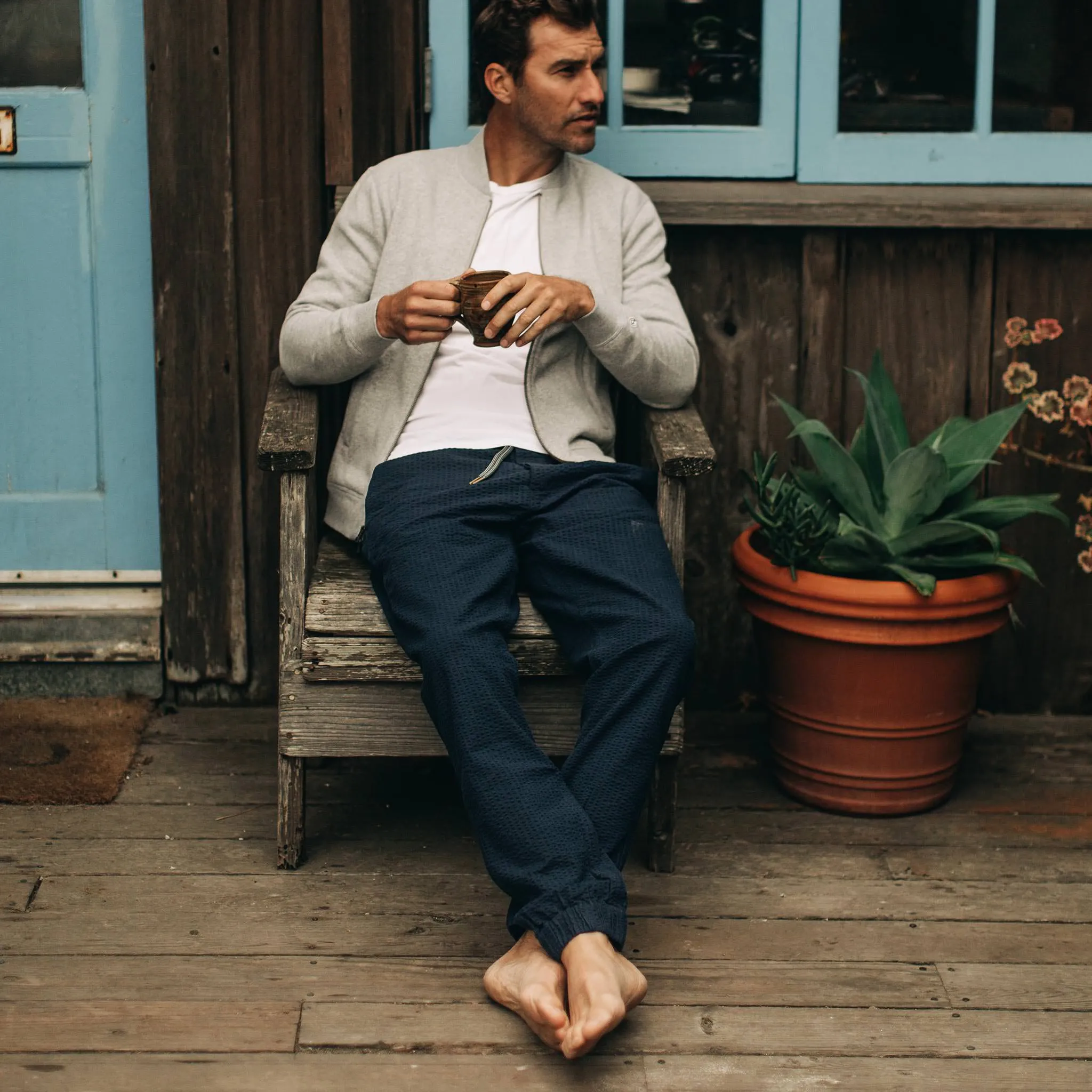 The Après Pant in Navy Seersucker sold by Taylor Stitch product image thumbnail 5