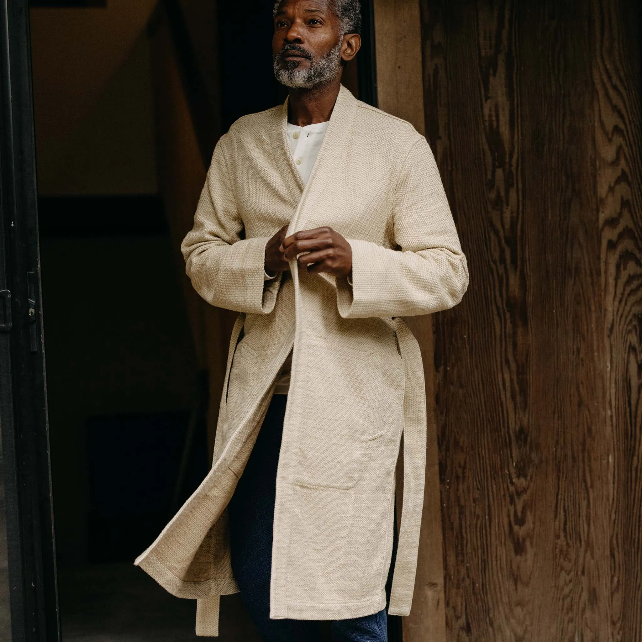 The Apres Robe in Natural Sashiko sold by Taylor Stitch product image thumbnail 3