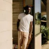 The Cotton Hemp Tee in Heather Oat sold by Taylor Stitch