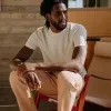 The Cotton Hemp Tee in Heather Oat sold by Taylor Stitch