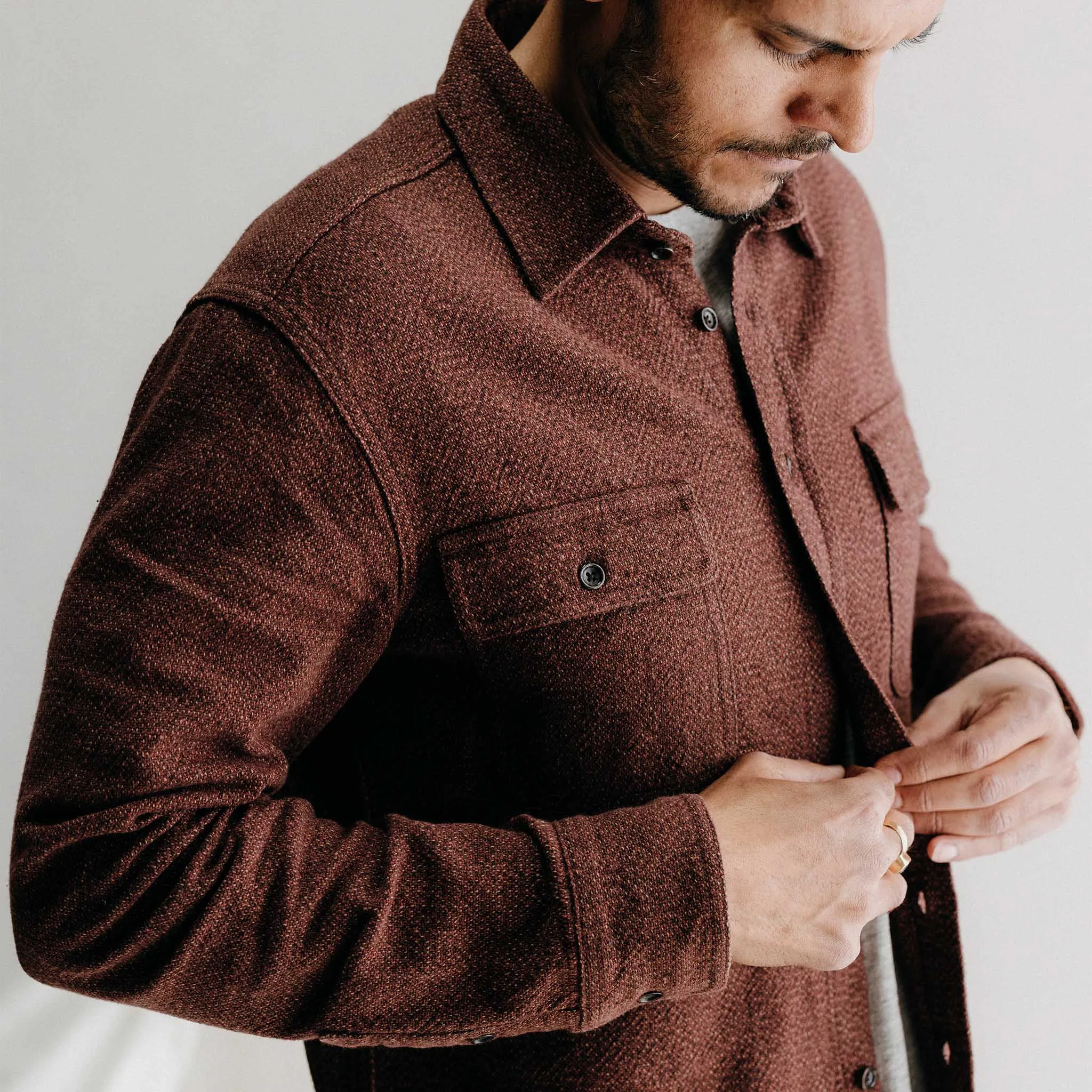 The Ledge Shirt in Burgundy Linen Tweed sold by Taylor Stitch product image thumbnail 3