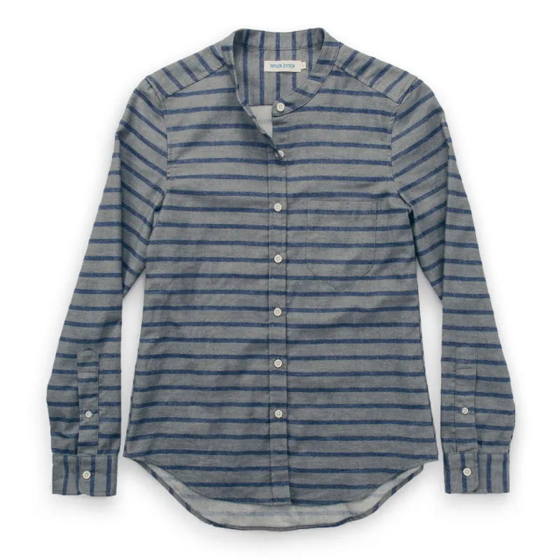 The Piper Shirt in Ash & Navy Stripe Flannel sold by Taylor Stitch