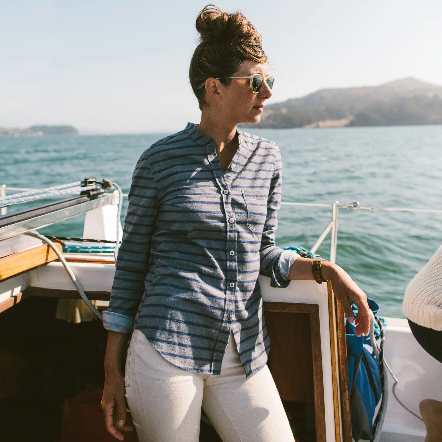 The Piper Shirt in Ash & Navy Stripe Flannel sold by Taylor Stitch product image thumbnail 3