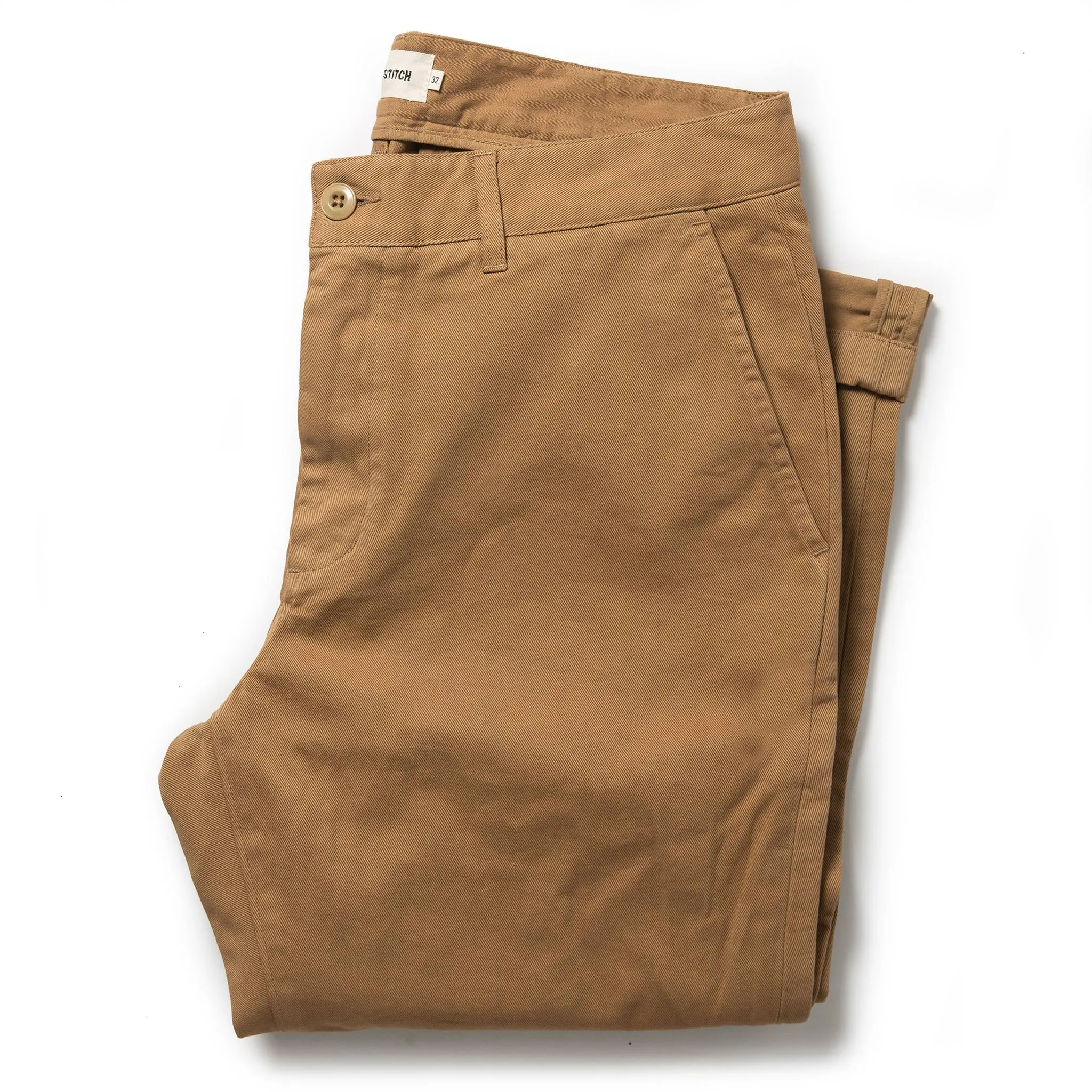 The Democratic Foundation Pant in Organic British Khaki sold by Taylor Stitch