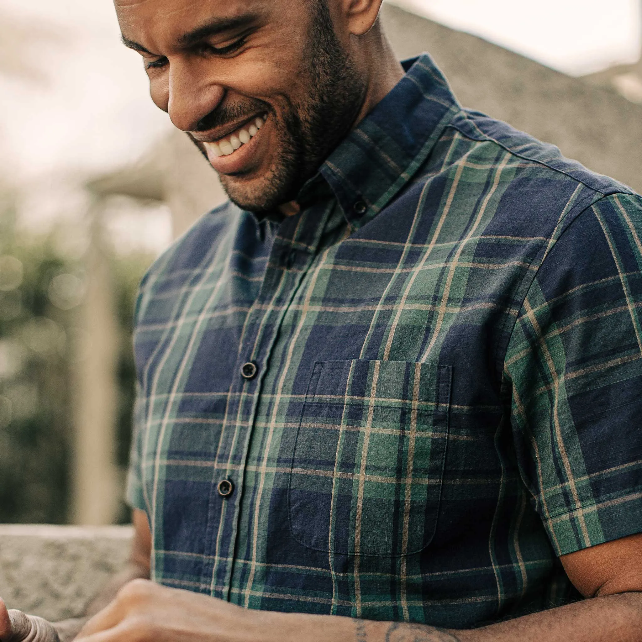 The Short Sleeve Jack in Green Madras sold by Taylor Stitch product image thumbnail 3