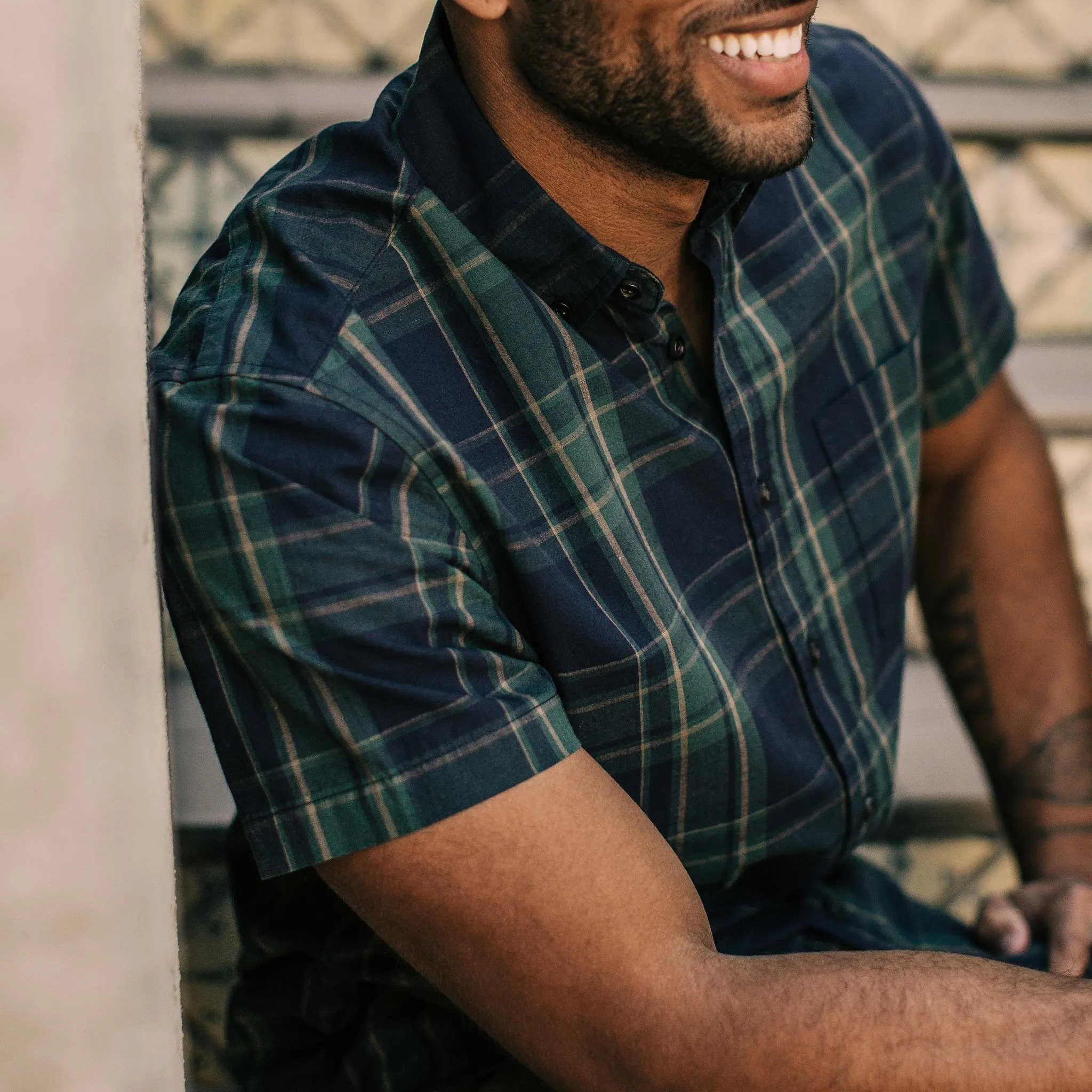 The Short Sleeve Jack in Green Madras sold by Taylor Stitch product image thumbnail 4