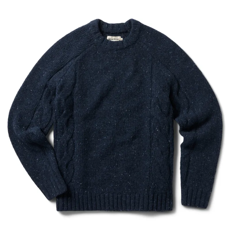 The Topside Sweater in Navy Donegal sold by Taylor Stitch