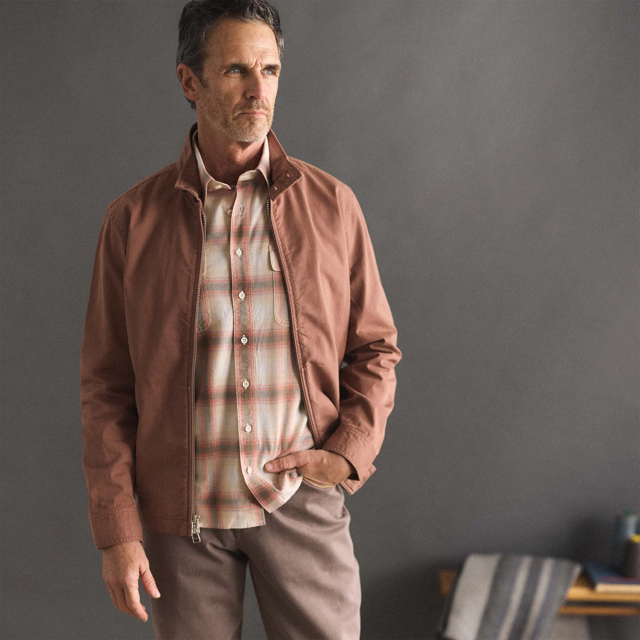The Flint Jacket in Faded Brick Foundation Twill sold by Taylor Stitch product image thumbnail 2